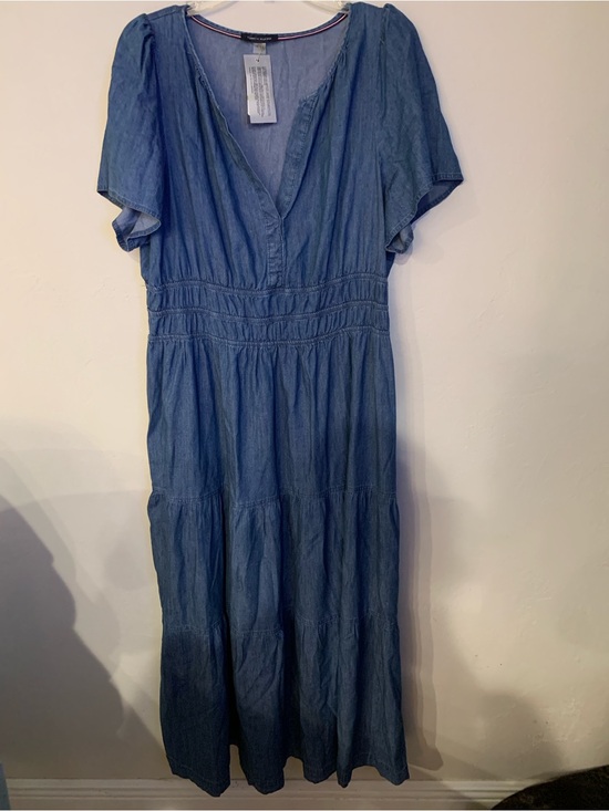 Tommy Hilfiger Dresses & Skirts - Tommy Hilfiger Blue Denim-Style Tiered Maxi Dress Size 14 Have tags worn once